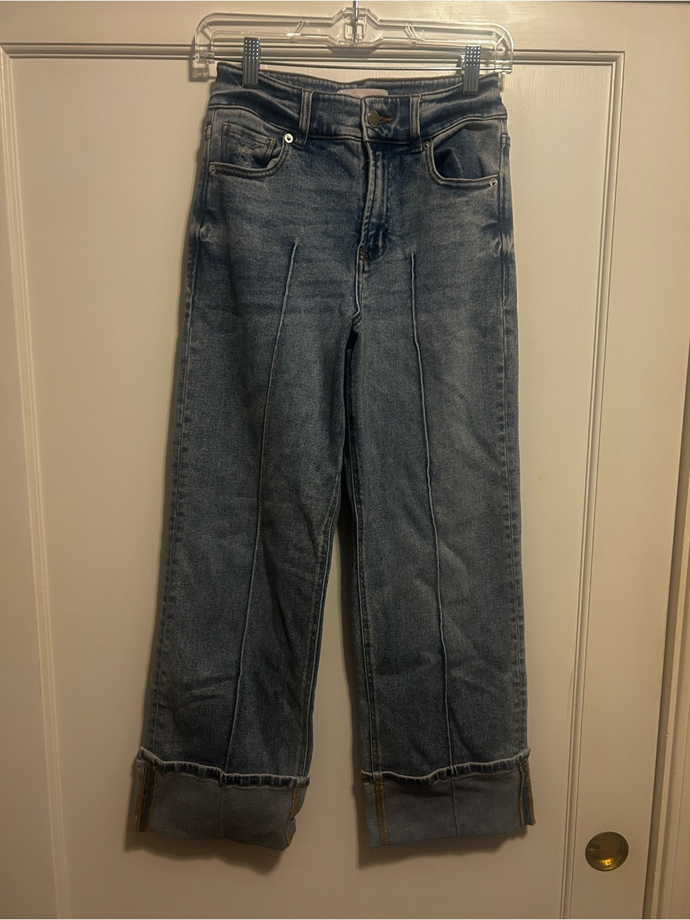 Dear John Holly Stretch Denim Straight Leg Cuffed Hem Jeans